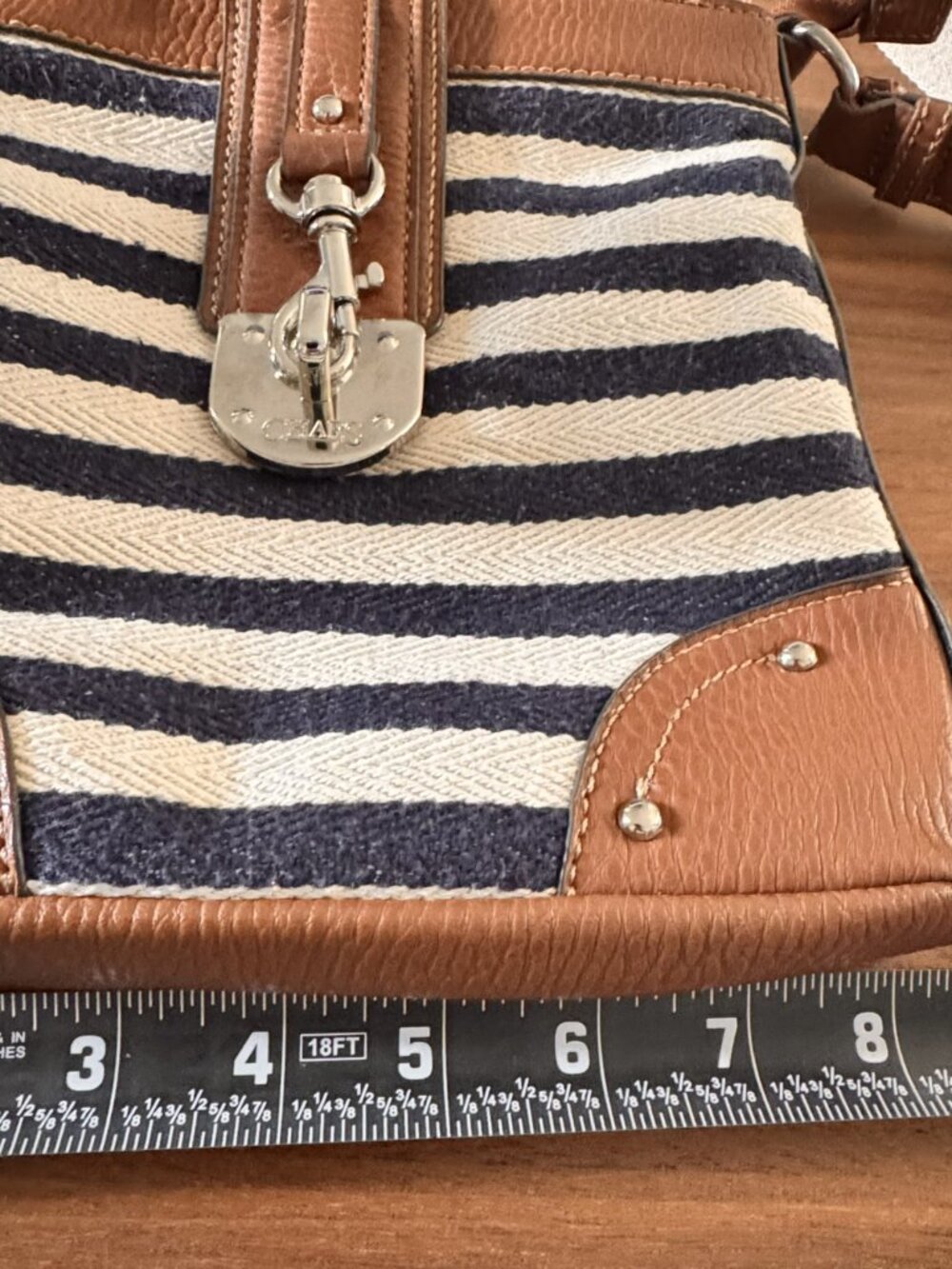 Chaps Nautical Striped Canvas Crossbody Bag - CL0505 - Picture 2 of 8